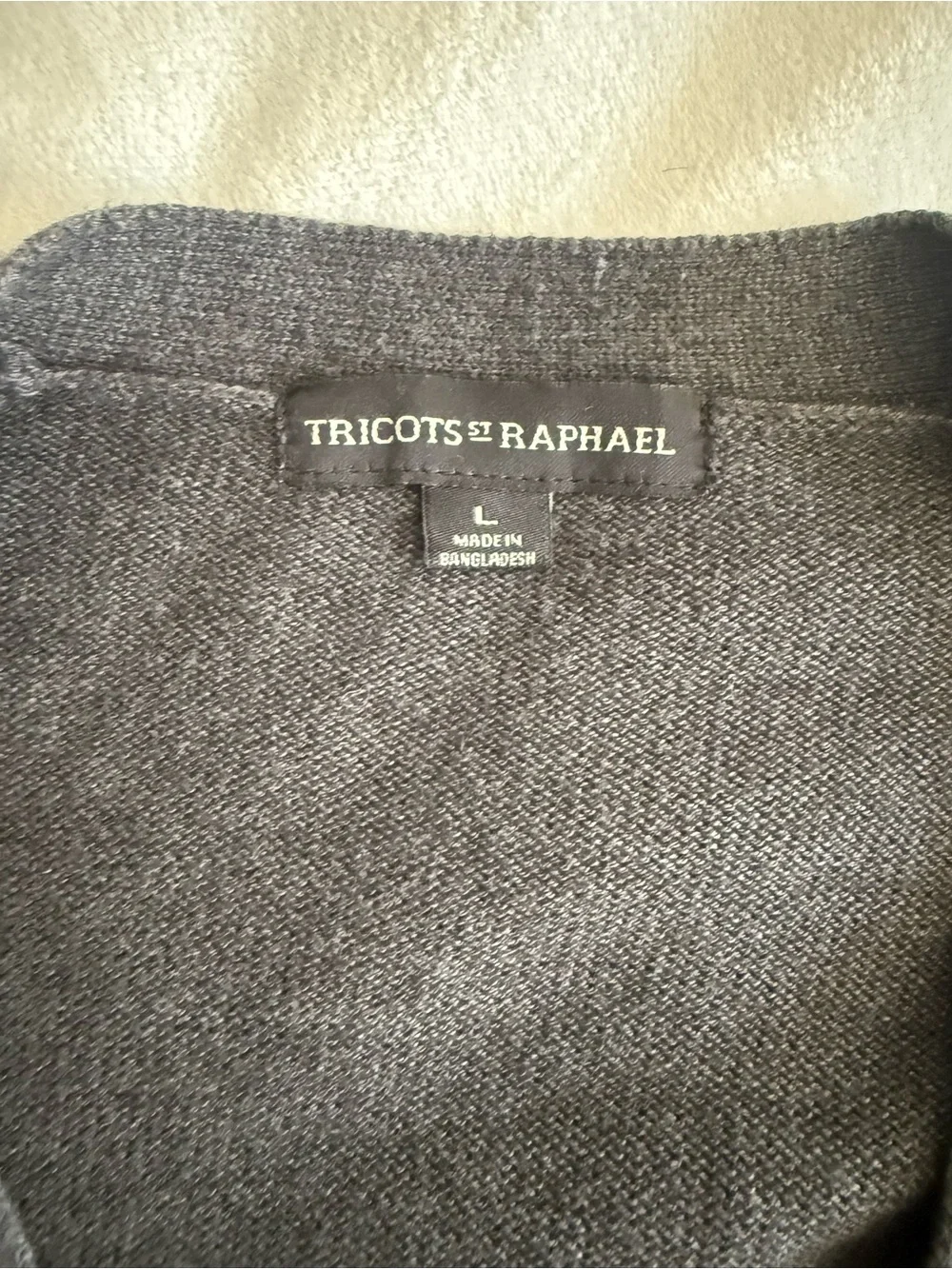 Tricots St Raphael Men's Dark Charcoal Button V-Neck Cardigan